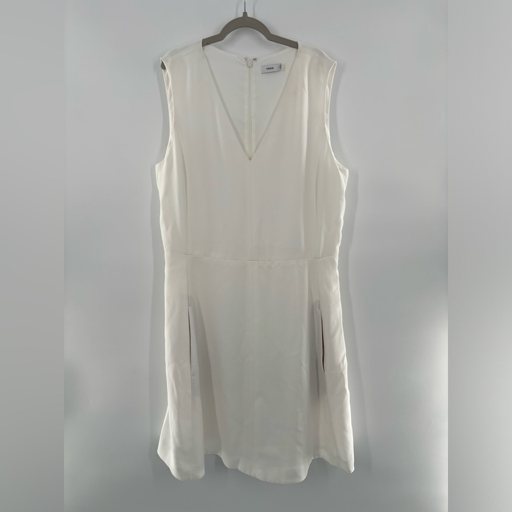 Vince v-neck sleeveless dress in off white - Picture 2 of 8